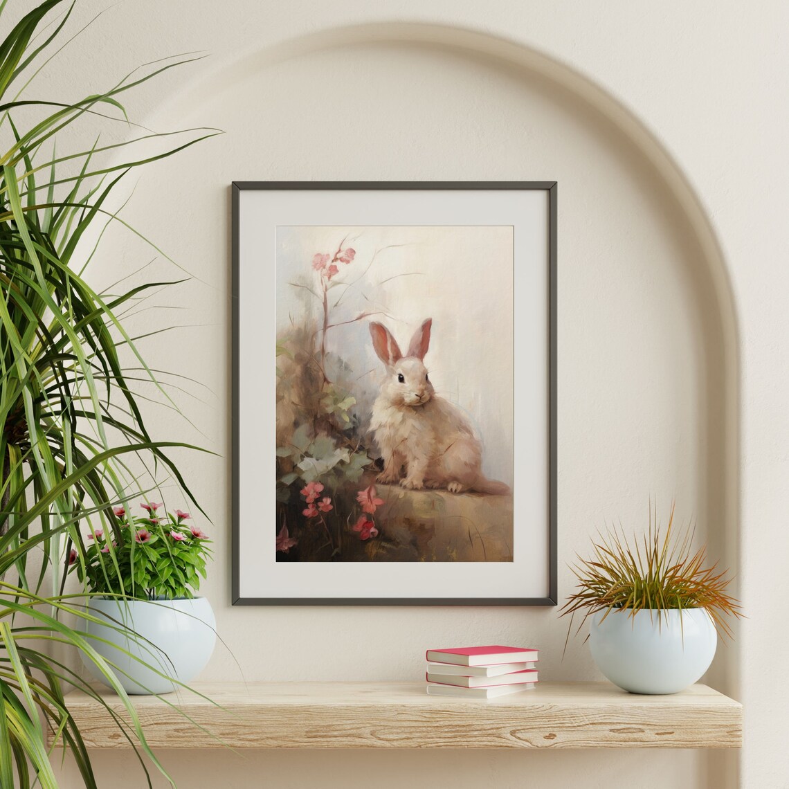 Retro Bunny Painting, Vintage Rabbit Art Print - Image 2