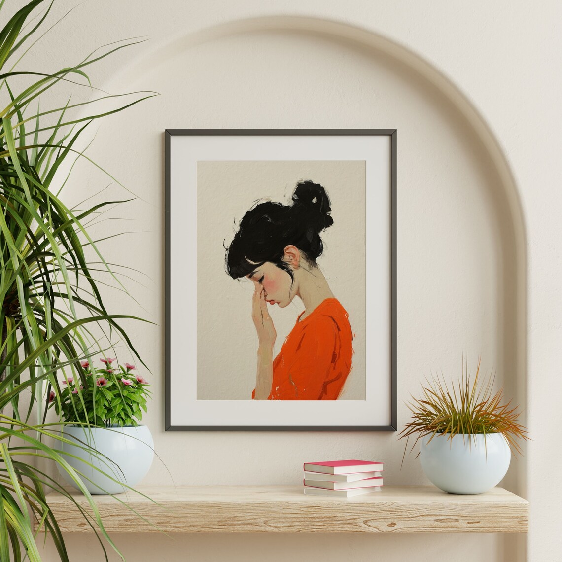 Bathroom Wall Art Print Minimal Funny Woman Portrait Painting Aesthetic Trendy Vintage Apartment Decor P 417 - Image 2