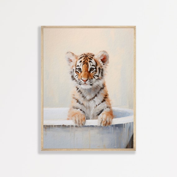 Tiger Retro Nursery Art Print, Vintage Animal Decor
