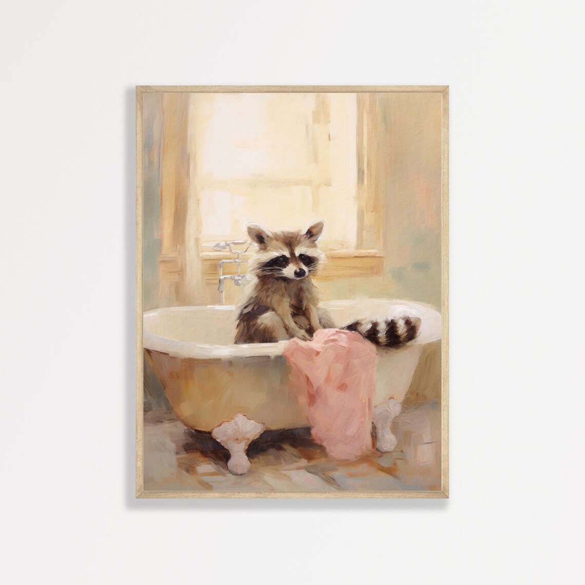 Raccoon Bathroom Retro Maximalist Wall Art Print