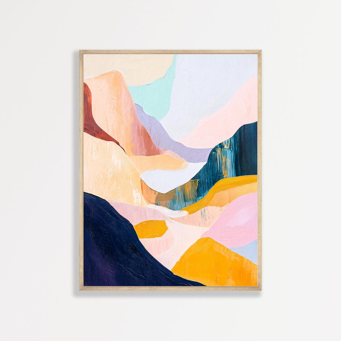 Abstract Mountains Painting Retro Boho Eclectic Aesthetic Wall Art Minimal Modern Landscape Print Mid Century Home Decor 1016