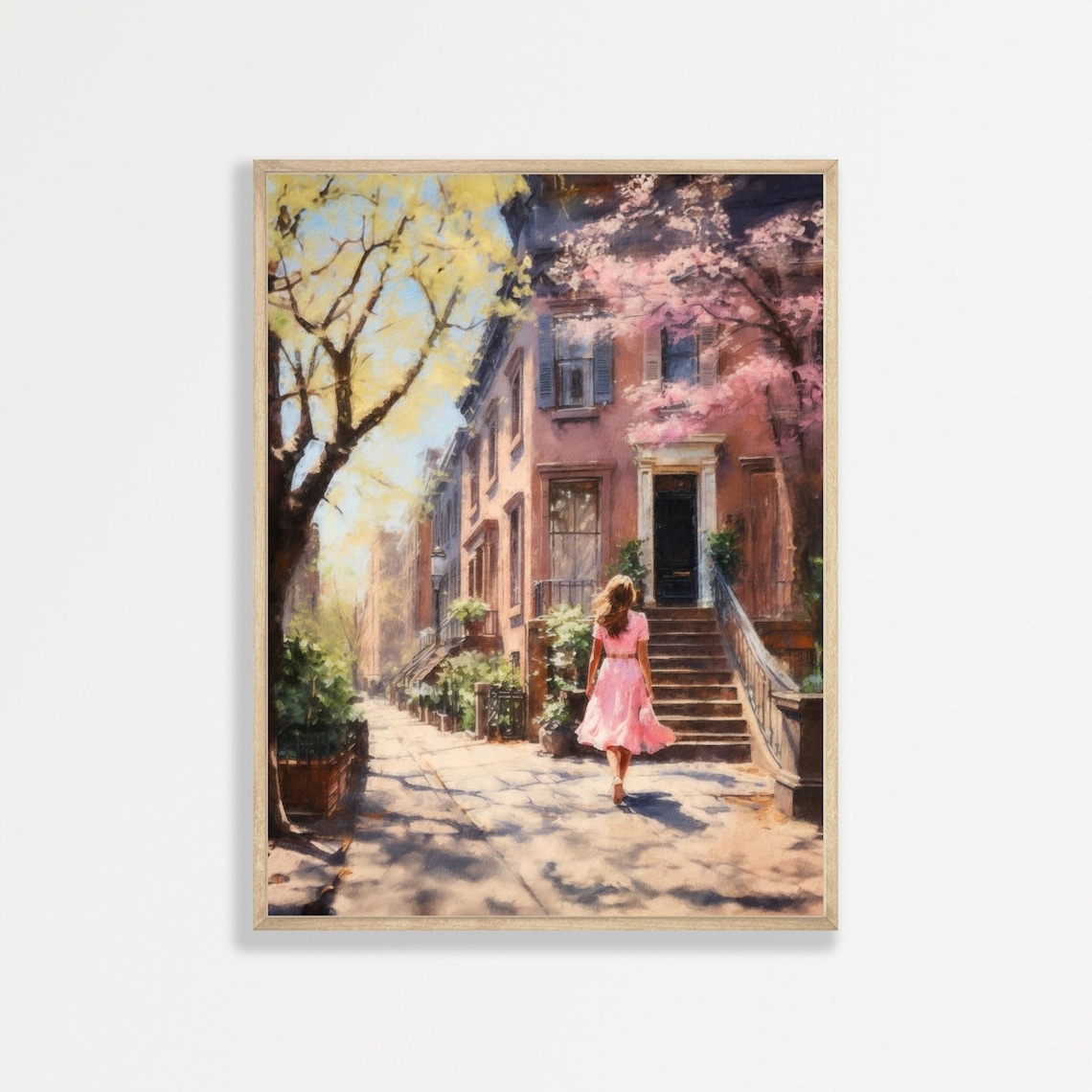 Retro New York Spring Days Art Print, Pastel Pink