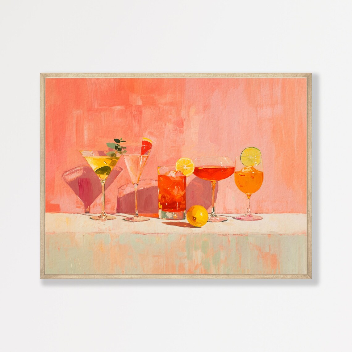 Pastel Cocktail Retro Kitchen Bar Cart Art Print