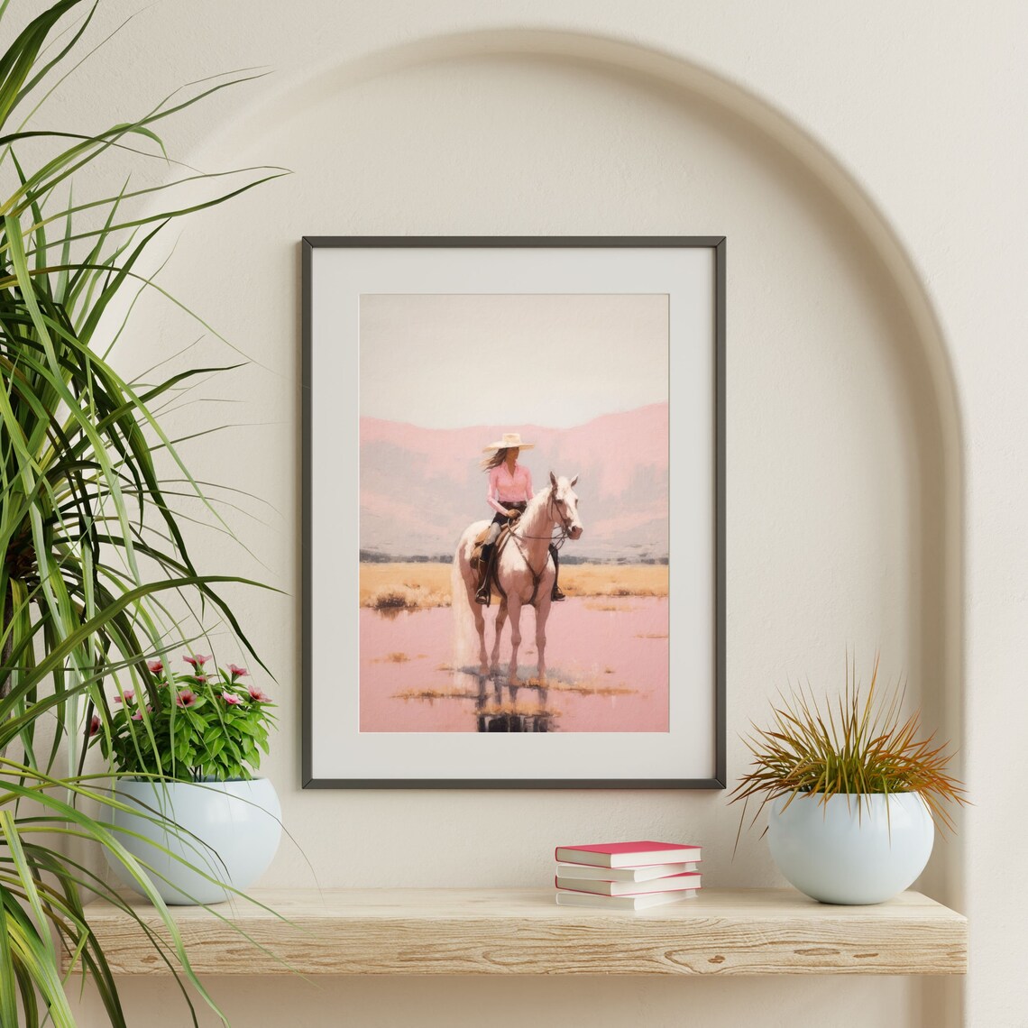 Pink Cowgirl Retro Western Bedroom Wall Art Print - Image 2