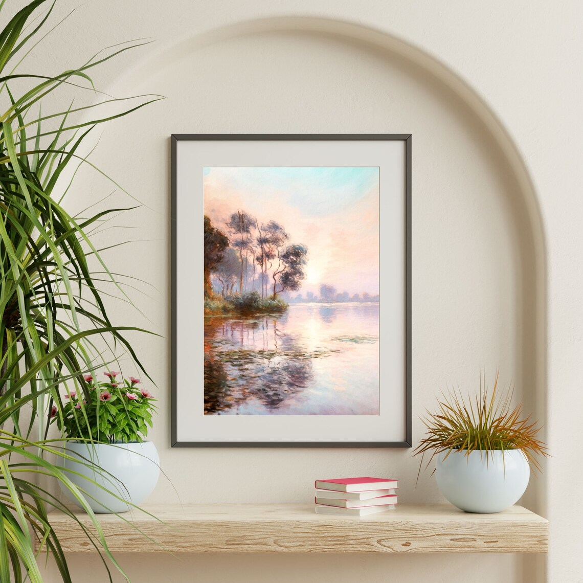 Lakeshore Painting, Vintage Retro Lake Landscape Poster - Image 2