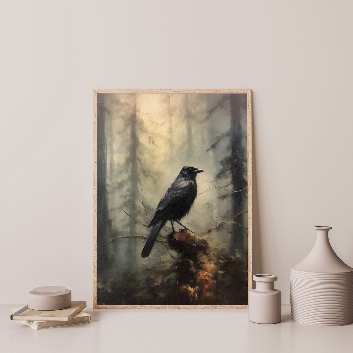 Crow Vintage Oil-Painting Style Art Print, Dark Academia - Image 3