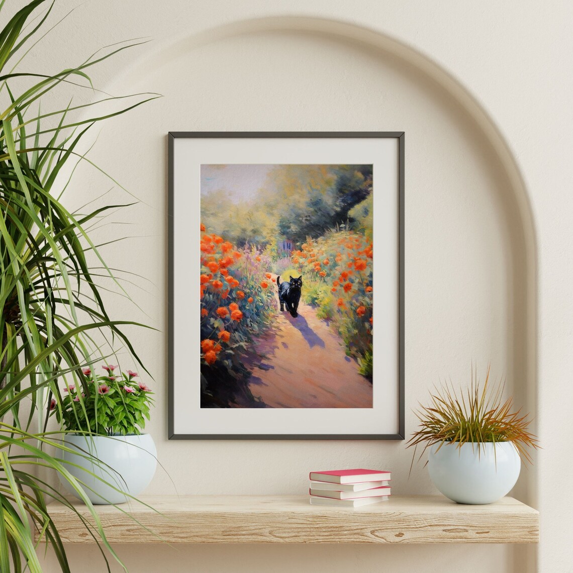 Retro Garden Cat Art Print, Kitchen Wall Decor - Image 2