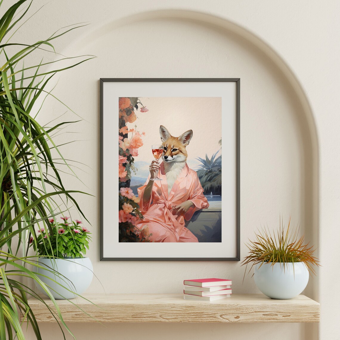 Fox Cocktail Print, Minimal Apartment Decor - Image 2