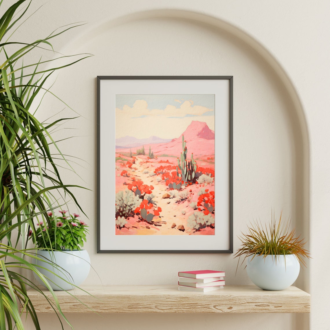 Boho Desert Painting Retro Western Wall Art Pastel Pink Home Decor Aesthetic Girls Artwork P 369 - Image 2