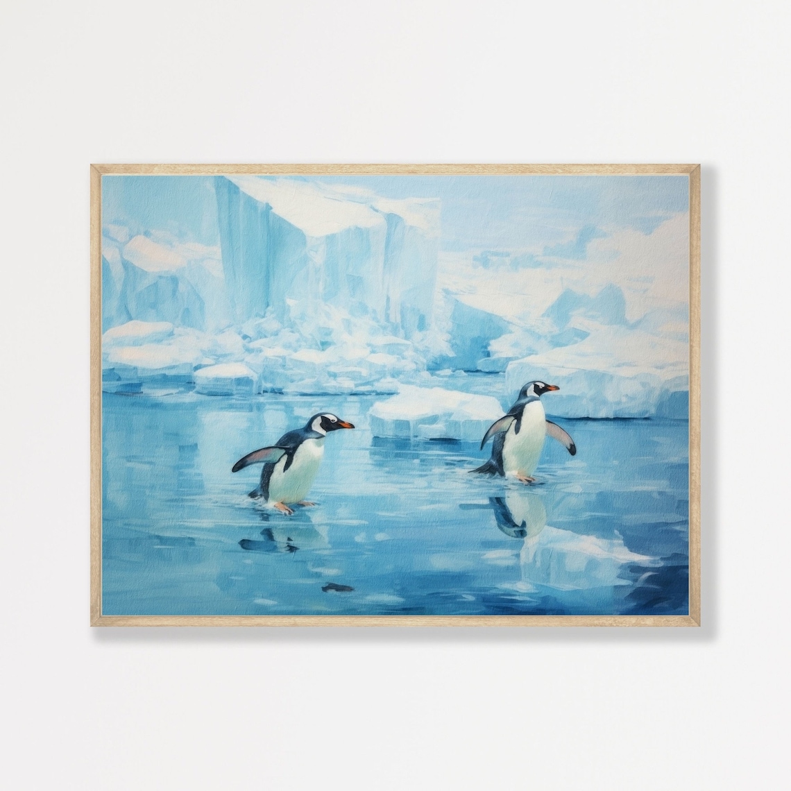 Retro Penguin Print, Nursery Bedroom Wall Art
