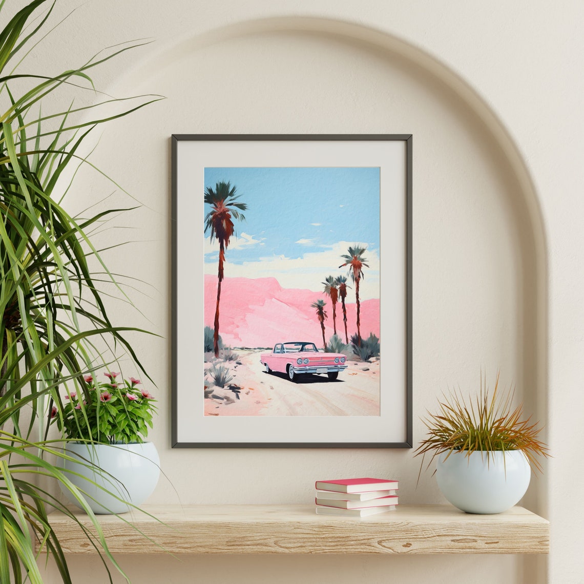 Pink Desert Painting Retro Western Wall Art Minimal Eclectic Boho Home Decor Vintage Poster P 362 - Image 2