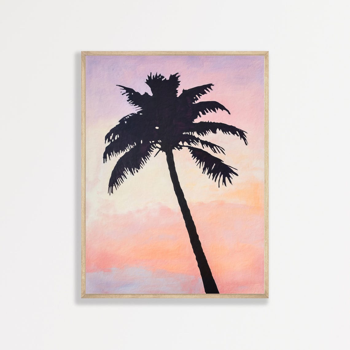 Palm Tree Silhouette Pastel Pink Sunset Sky Tropical Decor Poster