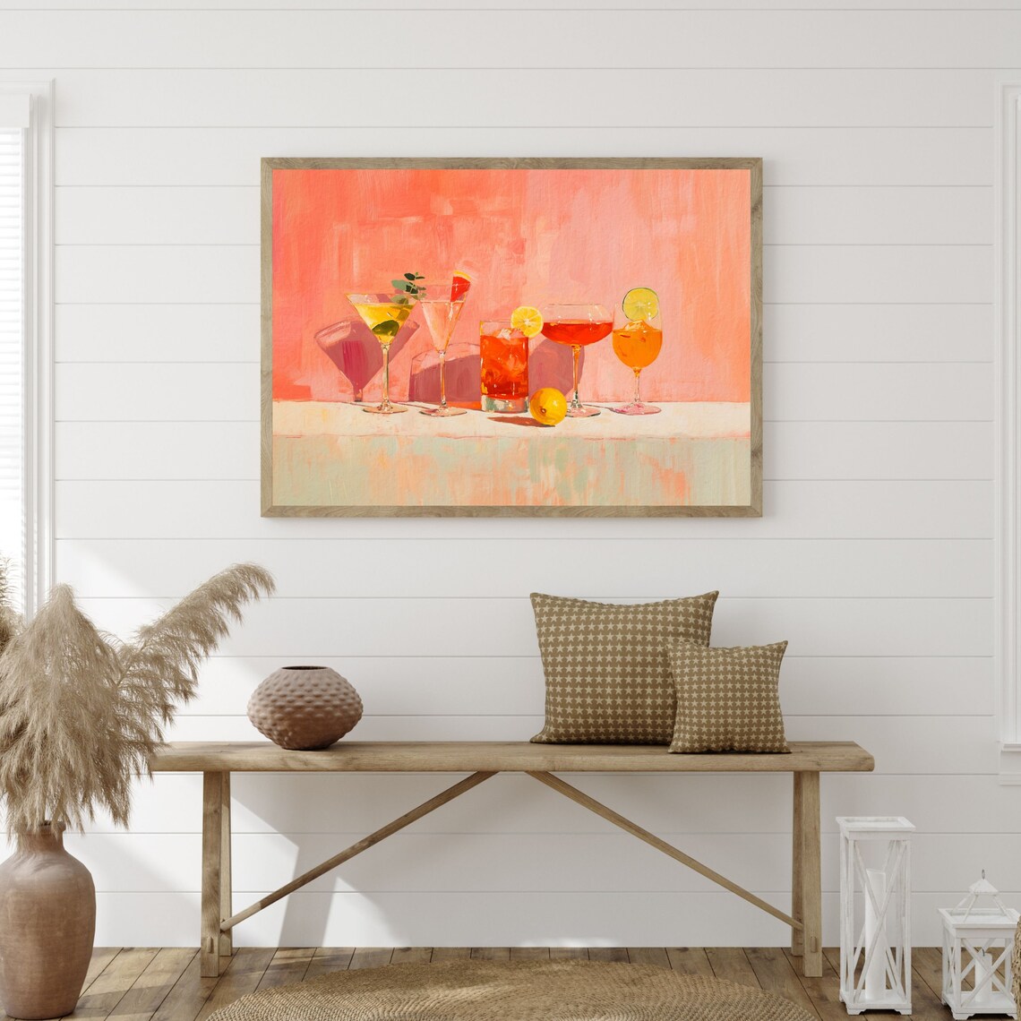Pastel Cocktail Retro Kitchen Bar Cart Art Print - Image 3