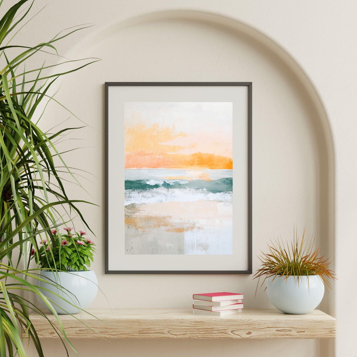 Abstract Orange Sunset Over Ocean Soft Minimal Seascape Poster - Image 2