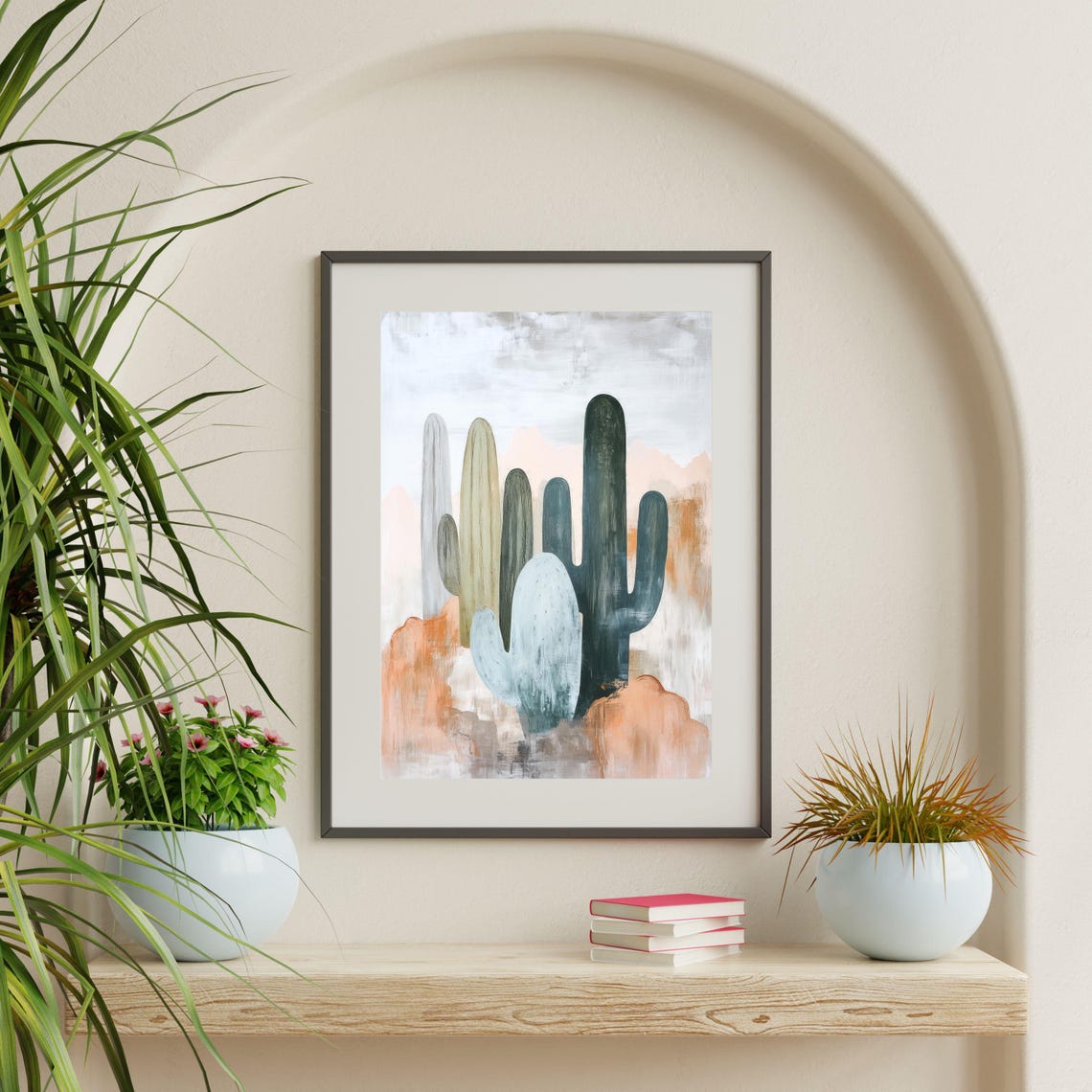 Abstract Desert Cacti Sage Green Terracotta Southwest Boho Art Poster - Image 2