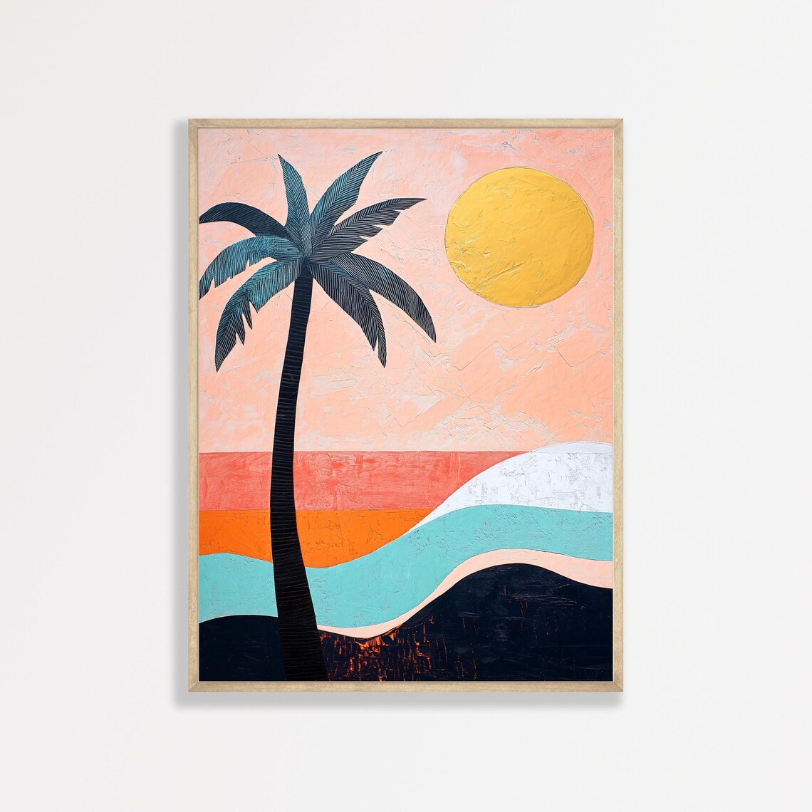 Boho Palm Tree Print, Eclectic Retro Coastal Art Print