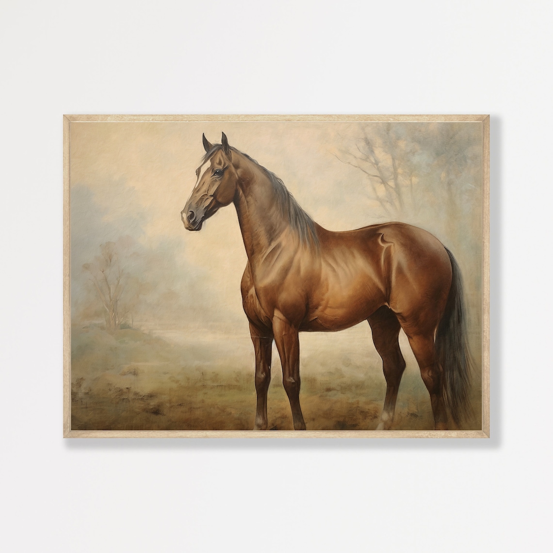Vintage Horse Painting, Rustic Country Farmhouse Art Print