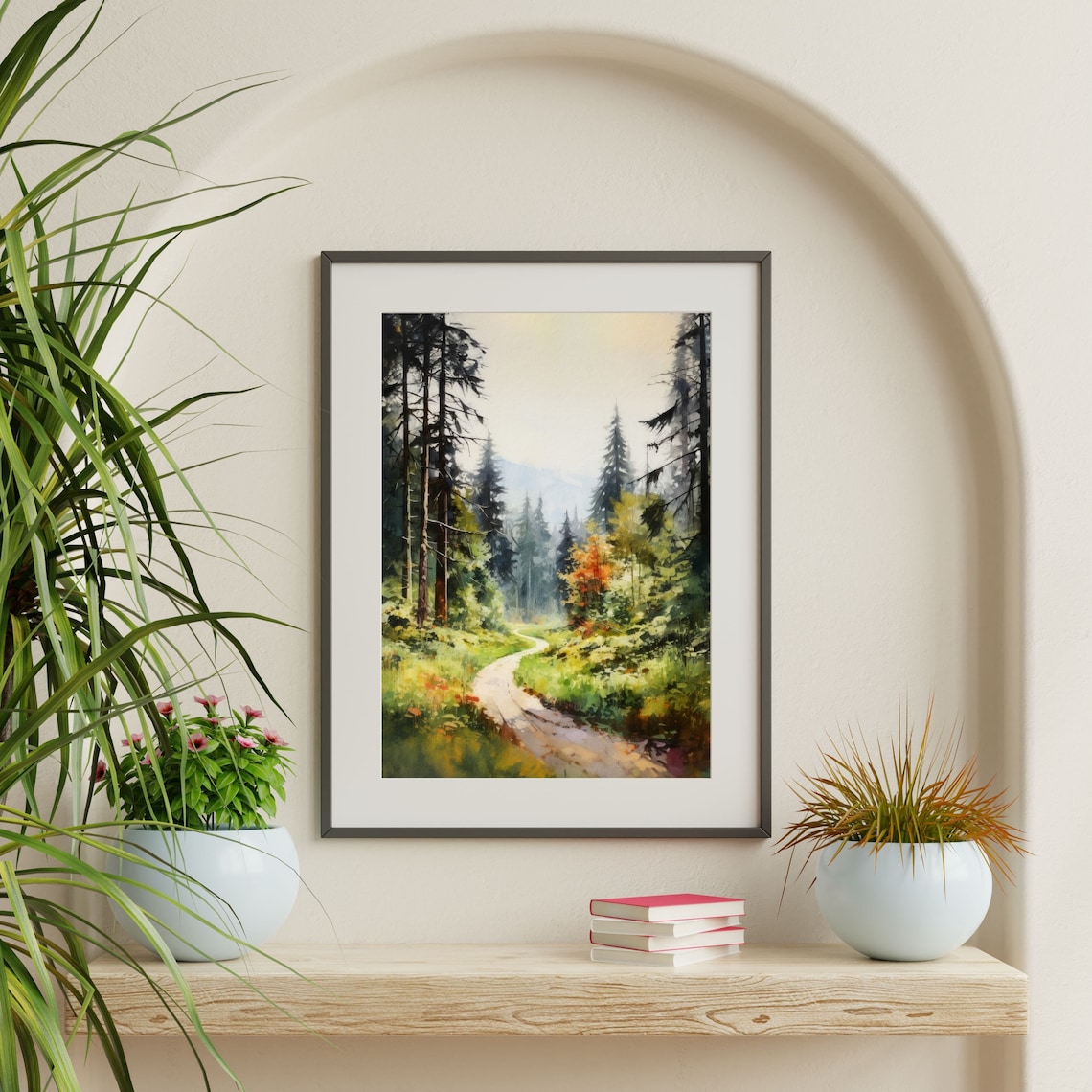 Forest Trail Vintage Landscape Wall Art Print - Image 2