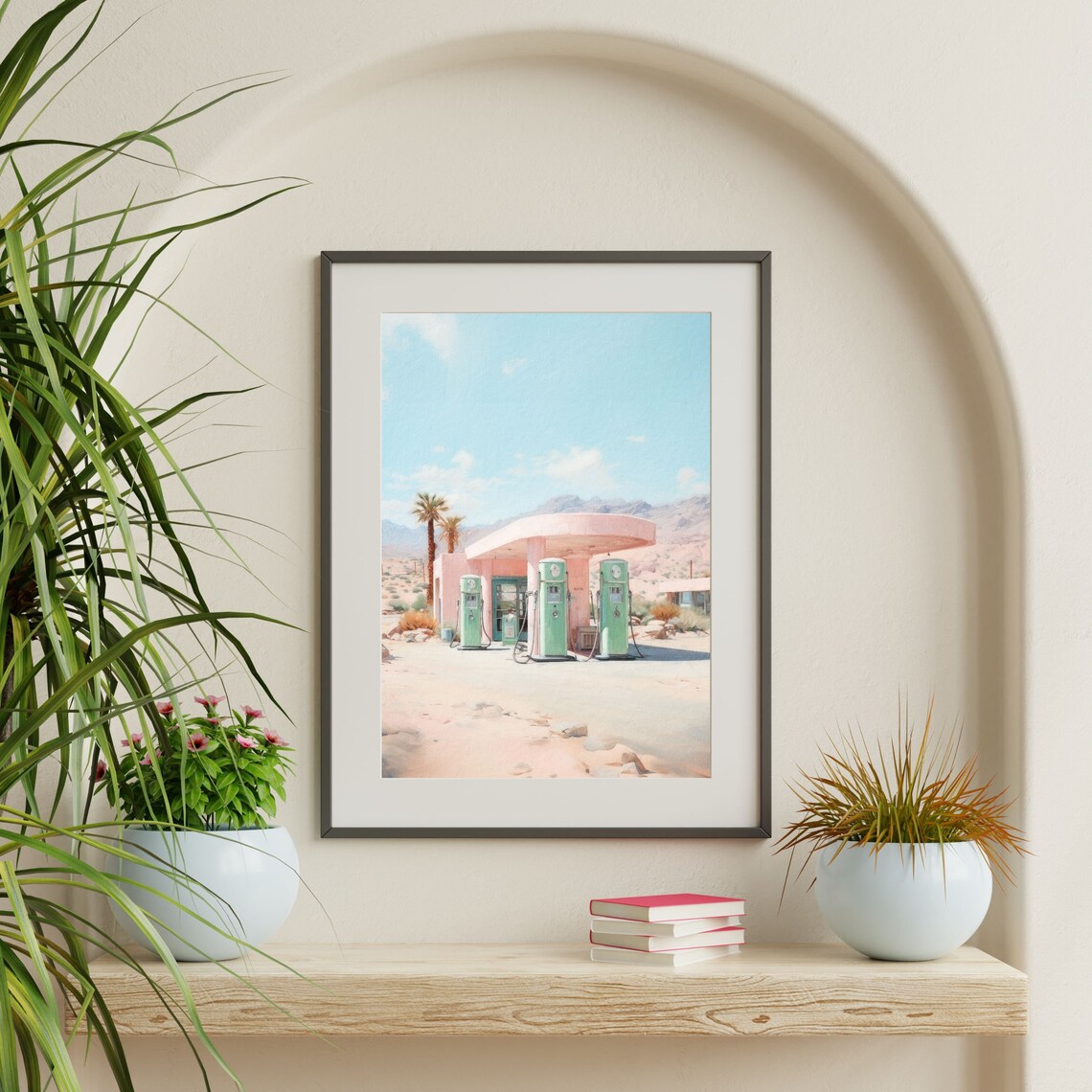 Retro Gas Station Wall Art Print, Muted Pastel - Image 2