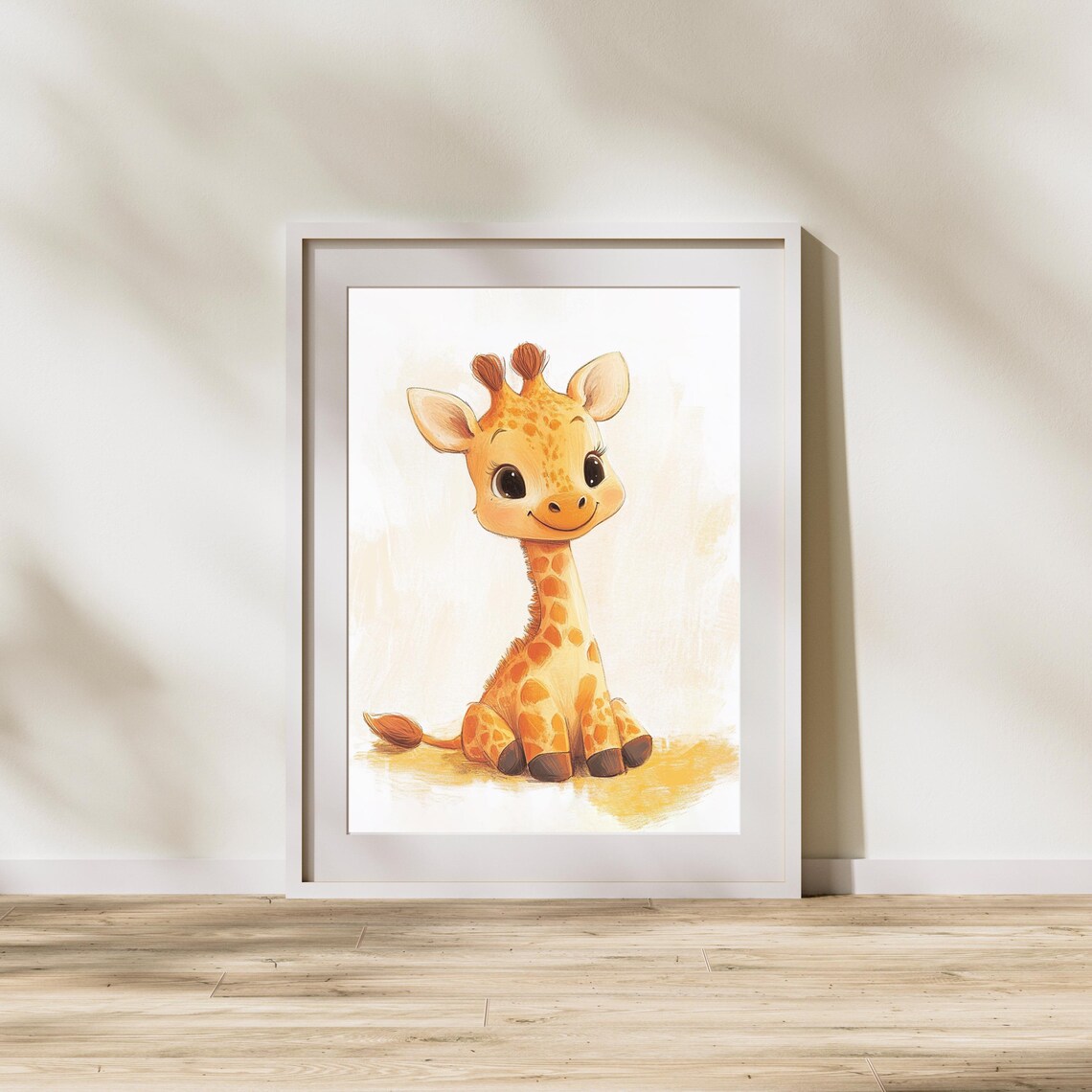 Sweet Joyful Baby Giraffe Calf Sitting in the Sunshine Poster - Image 2