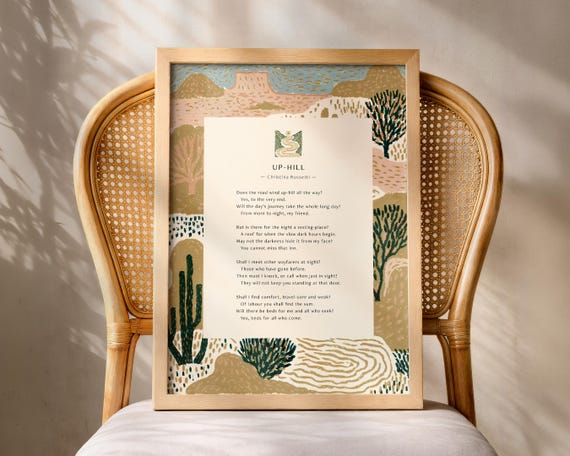 Christina Rossetti Uphill Poem Print Classic Poetry Wall Art Literary Poster Inspirational Vintage Book Lover Gift