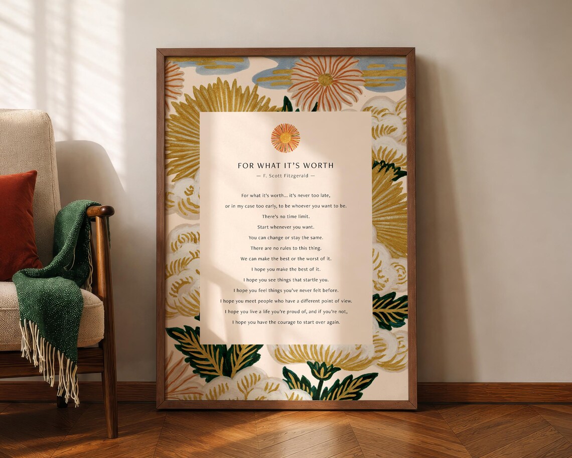 F. Scott Fitzgerald Quote Floral Literary Art Print