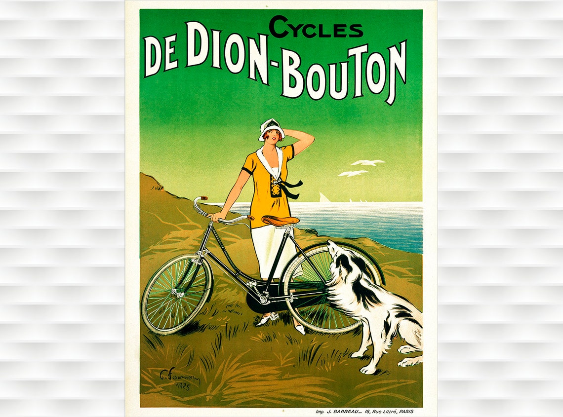 De Dion Bouton Cycles 1925 Vintage French Bicycle Seaside Poster