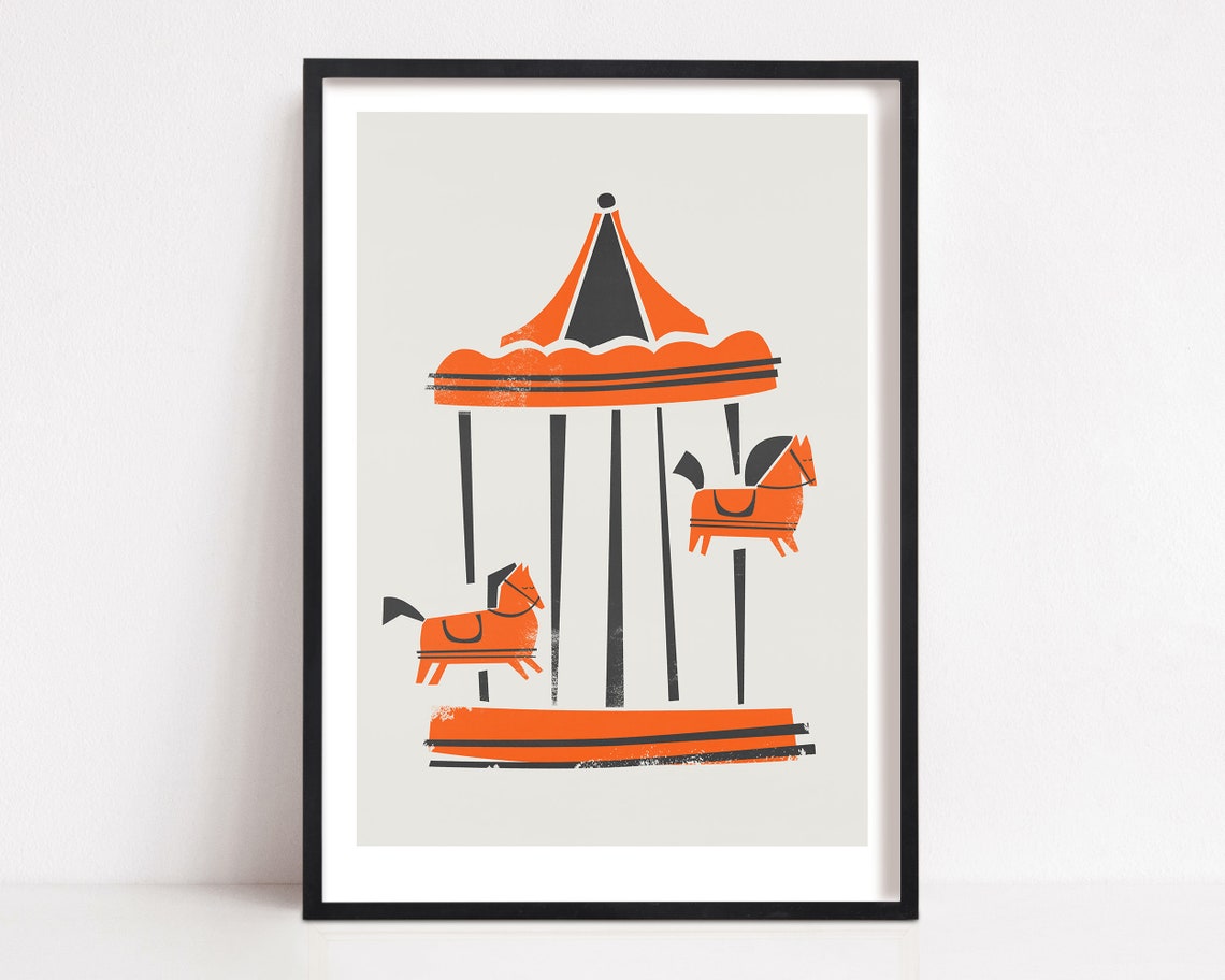 Parisian Carousel Art Print, Nursery Decor