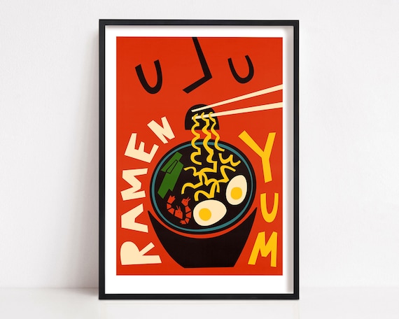 Ramen Print, Mid-Century Modern Kitchen Art Poster