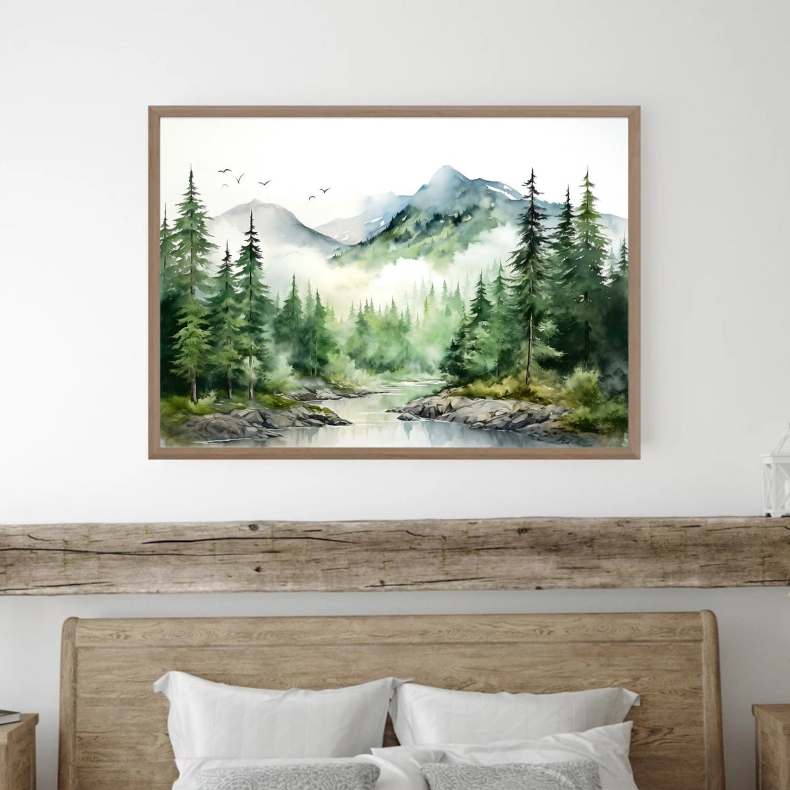 Turquoise Mountain River Rocky Falls Evergreen Forest Poster - Image 5