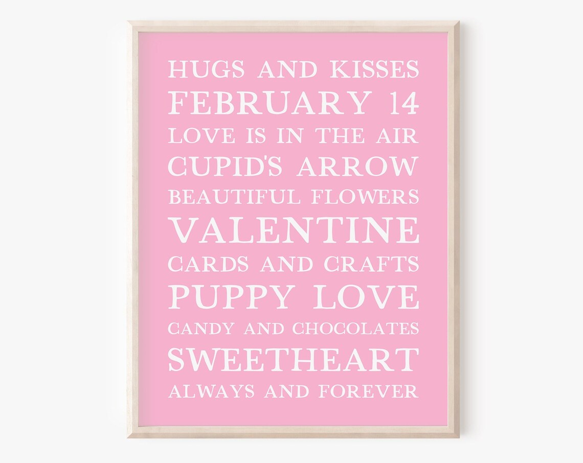 Valentine's Day Subway Art Love Sign, Pink Decor