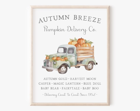 Nostalgic Fall Truck Pumpkin Delivery Art Print
