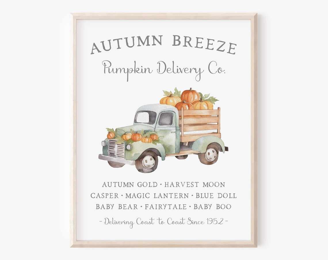 Nostalgic Fall Truck Pumpkin Delivery Art Print