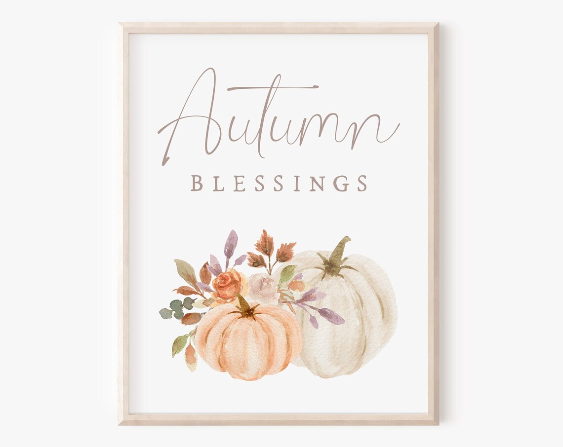 Autumn Blessings Fall Wall Art, Farmhouse Pumpkin Poster