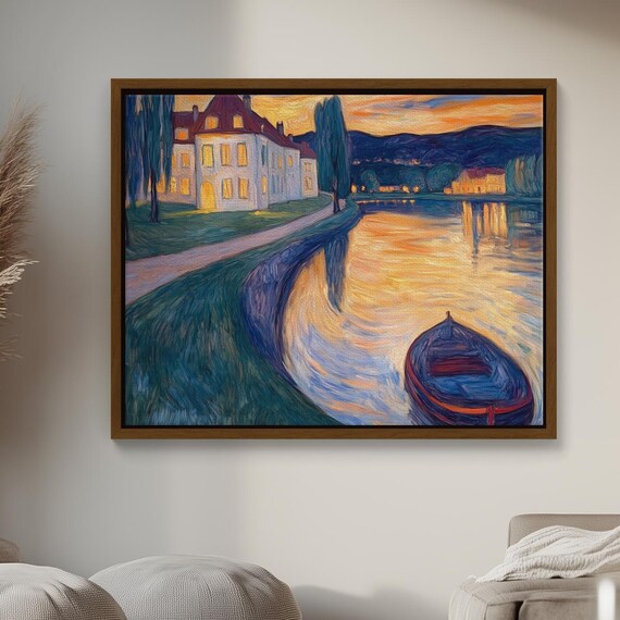 Edward Munch Painting Of Cholet City Moody Expressionist Landscape In French Urban Style Dramatic Canvas Print For Modern Rooms