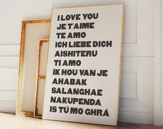 I Love You Print Art Cute Valentines Print I Love You In Different Languages Wall Art Trendy Neutral Art Print