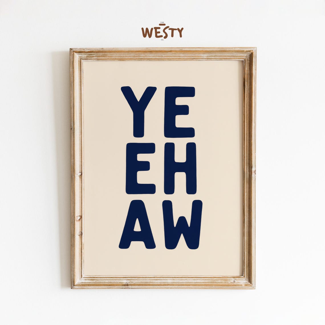 Yeehaw Bold Navy Typography Western Cowboy Quote Statement Poster