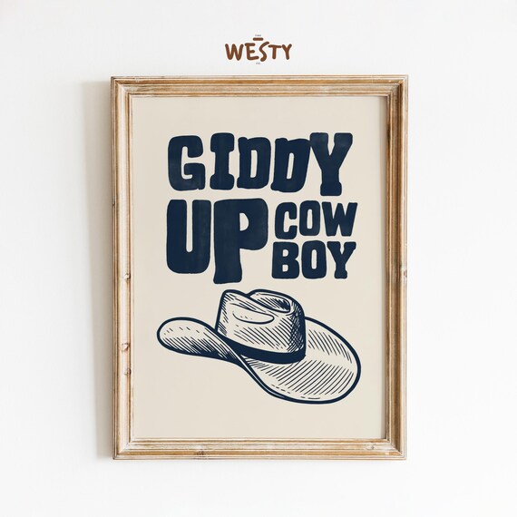 Giddy Up Cowboy Hat Retro Western Quote Vintage Style Poster