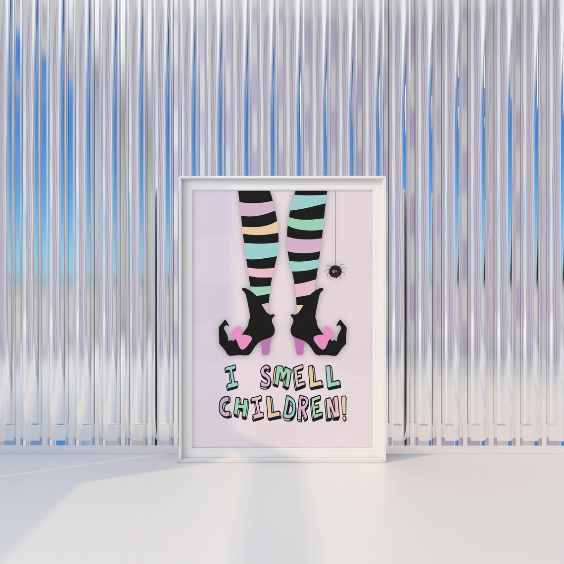 I Smell Children Witch Legs Pink Funny Halloween Quote Poster - Image 2