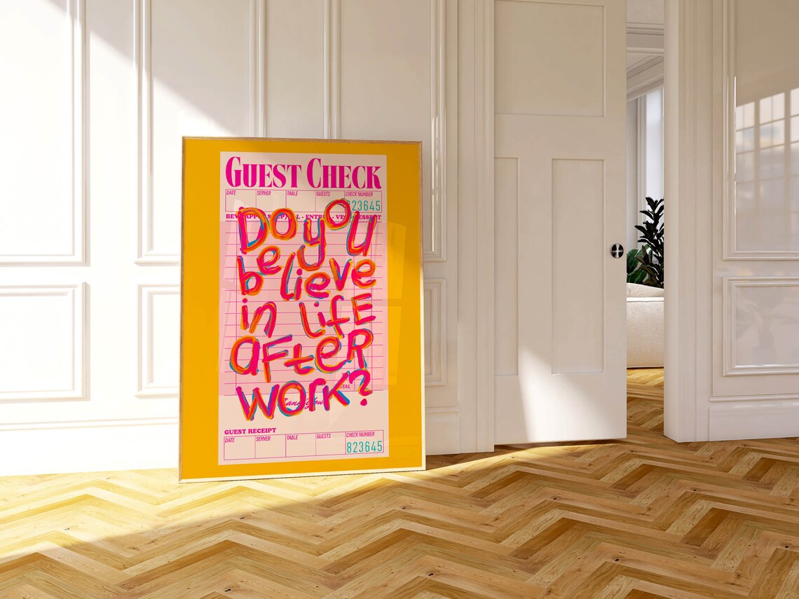 Guest Check Motivational Poster, Maximalist Retro Decor - Image 3