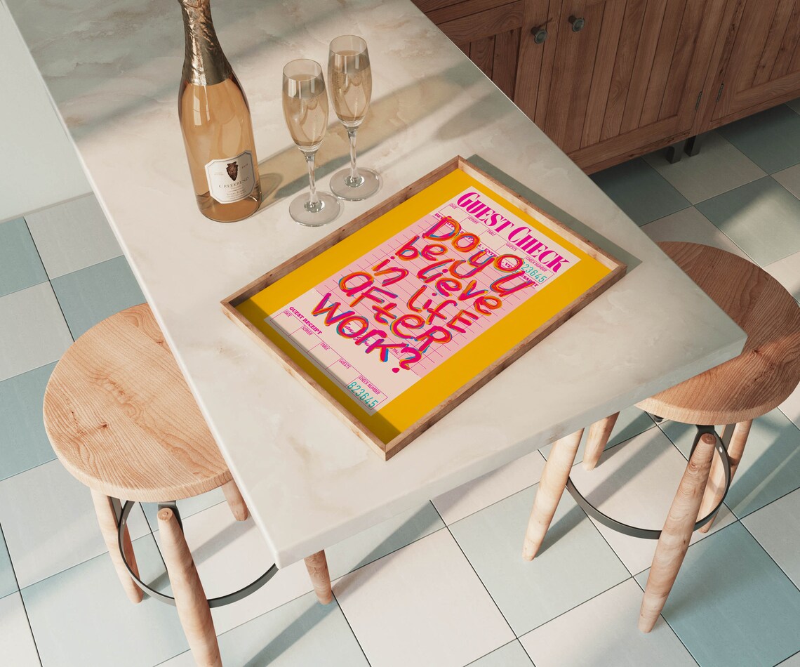 Guest Check Motivational Poster, Maximalist Retro Decor - Image 2