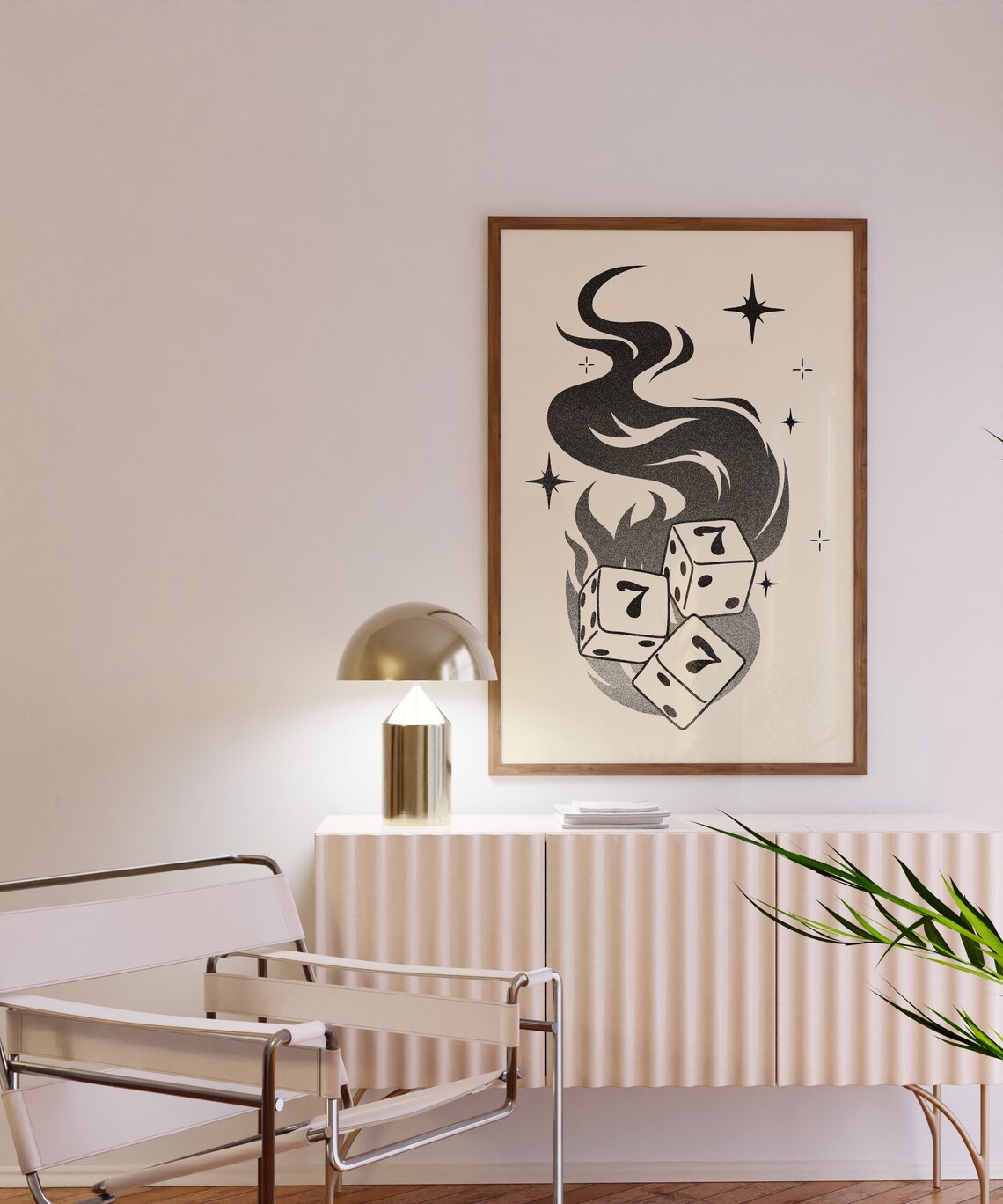 Lucky Seven Dice Rockabilly Flames Retro Art Print - Image 2