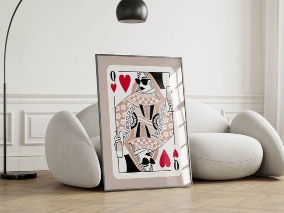 Queen Of Hearts Funky Retro Art Print