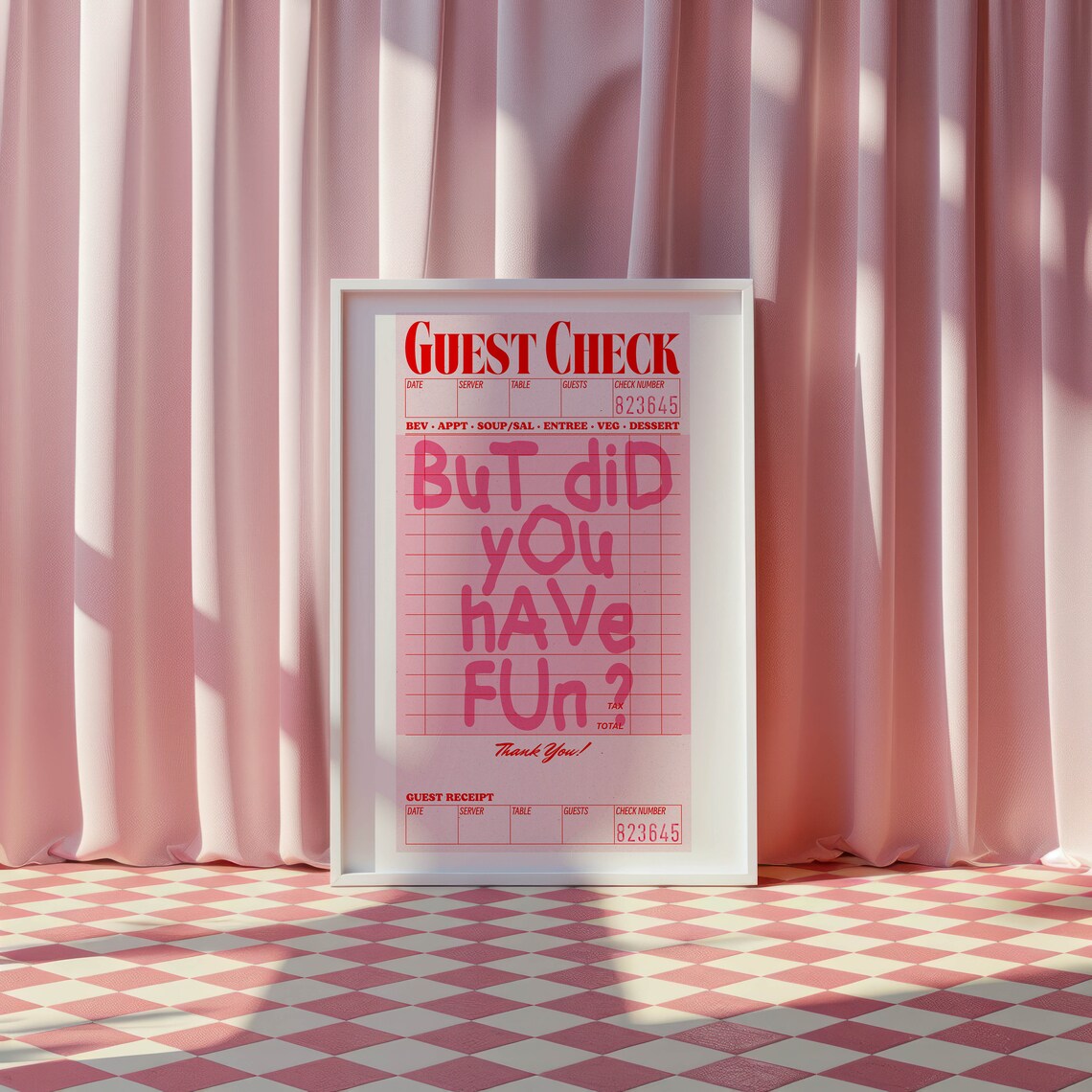 Guest Check Groovy Poster, Retro Bar Cart Decor - Image 2