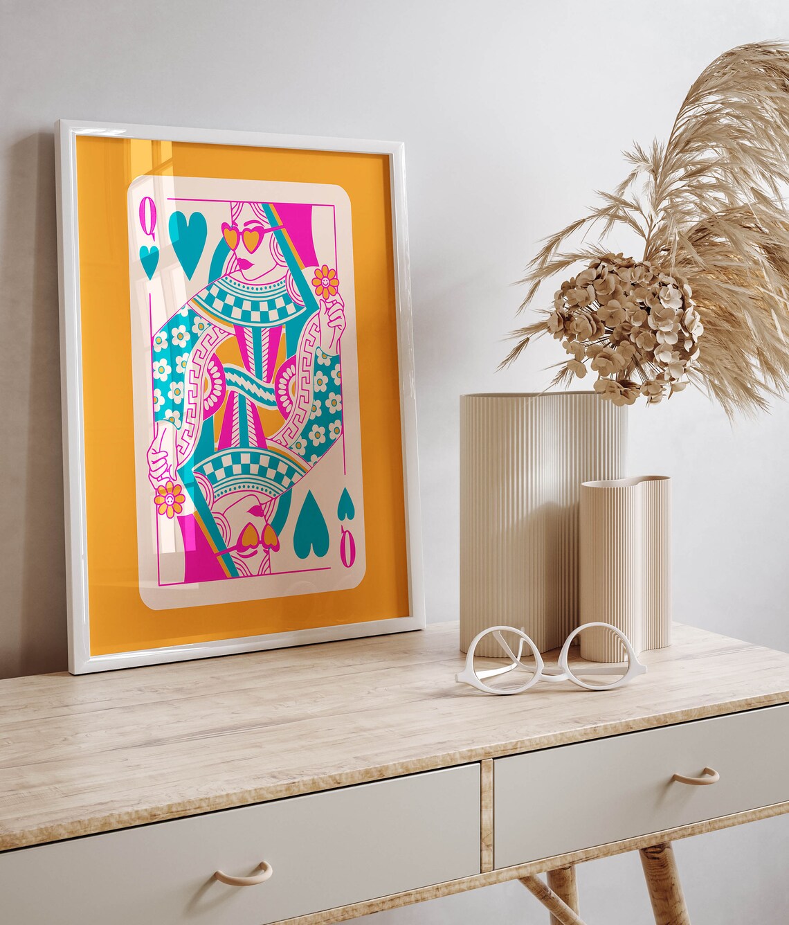 Queen Of Hearts Maximalist Art Print, Funky Decor - Image 3