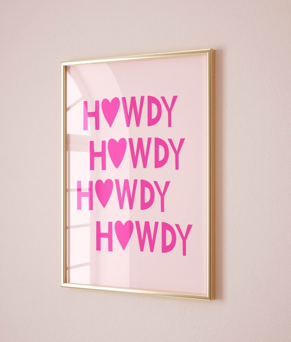Howdy Cowgirl Poster Pink Preppy Wall Art Trendy Apartment Decor Pink Room Decor Aesthetic Typography Poster Pink Cowgirl Western Decor
