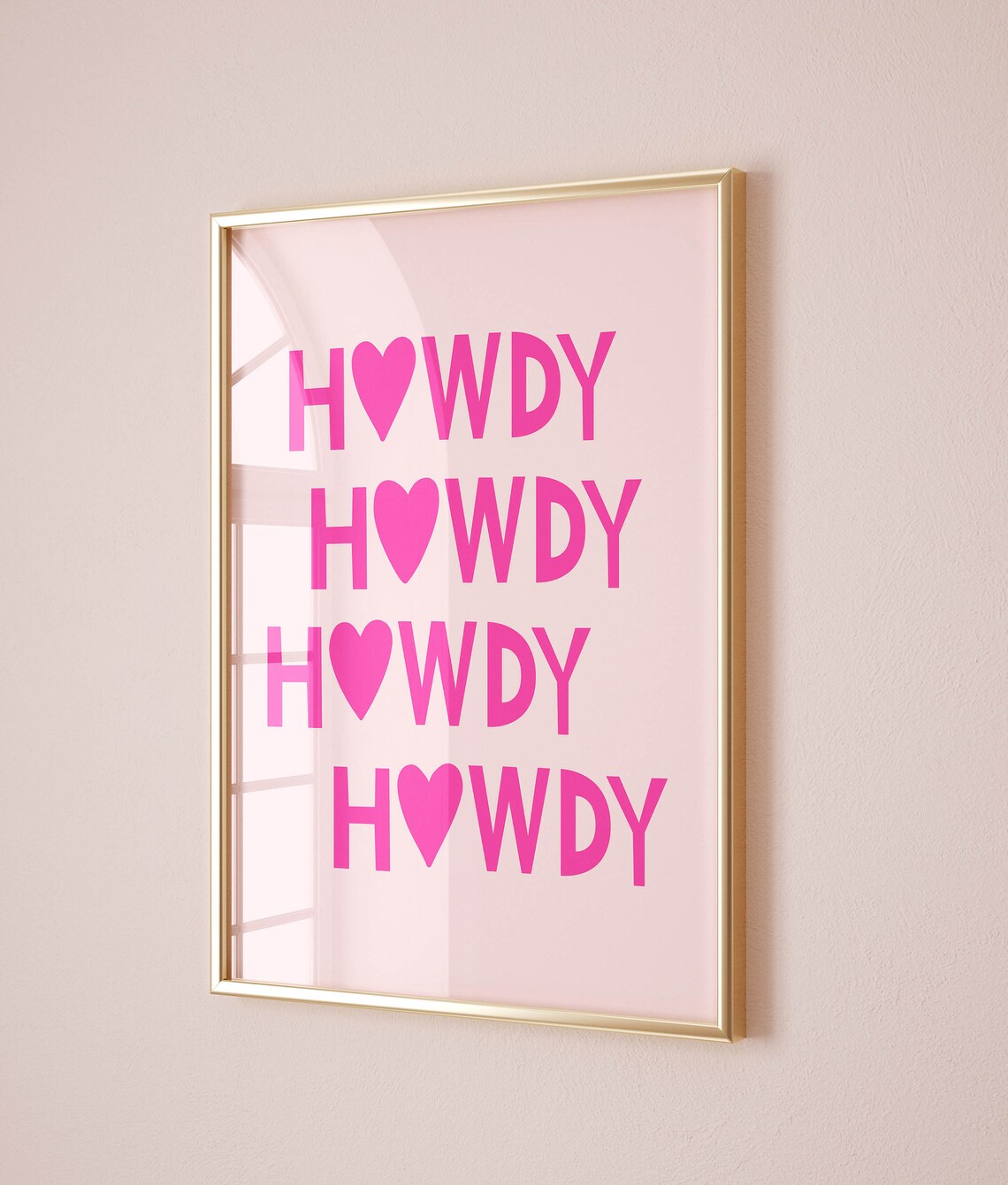 Howdy Heart Pink Typography Cowgirl Preppy Wall Decor Poster