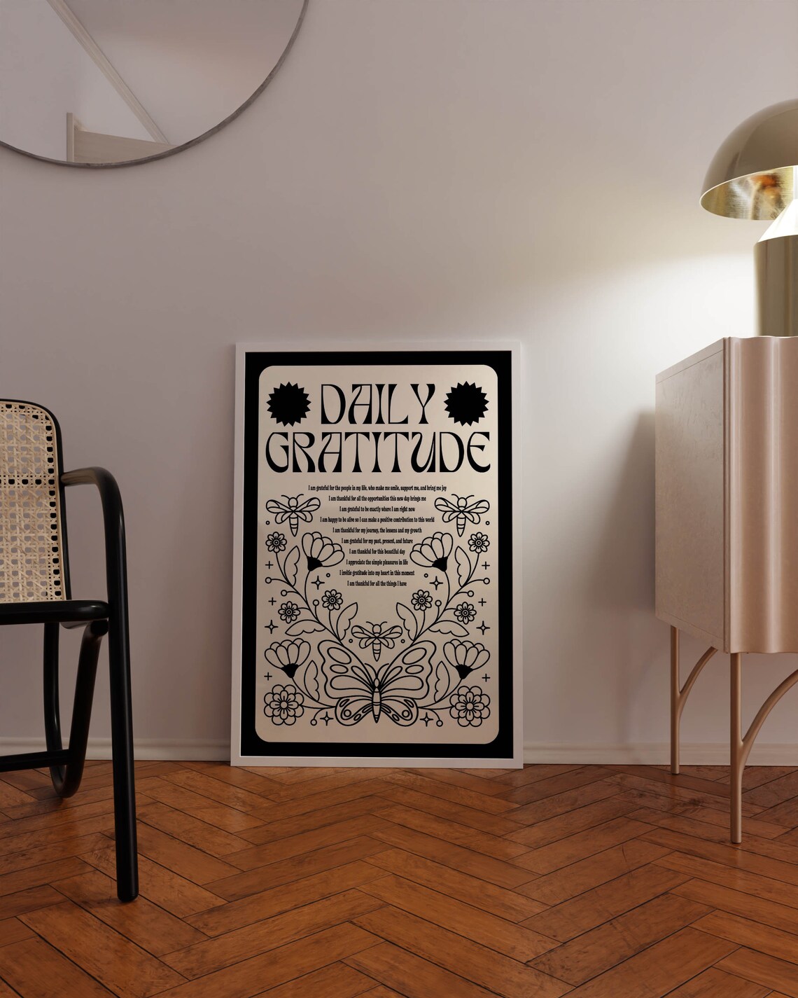 Daily Gratitude Affirmation Retro 70s Style Art Print - Image 2