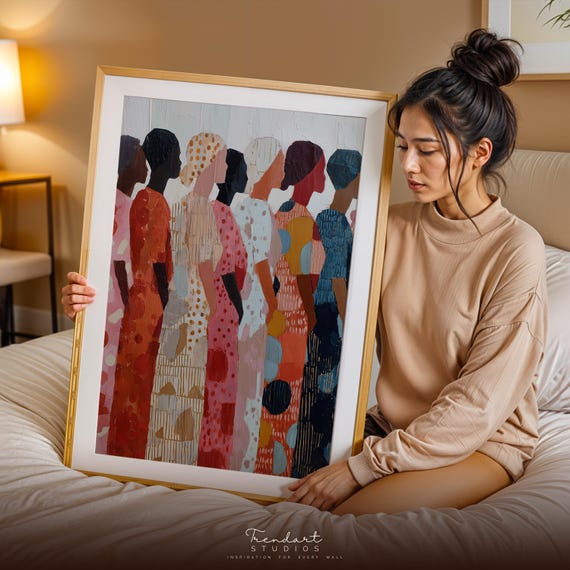 Colorful Wall Art Sisterhood Boho Feminist Diverse Women Decor Da00039