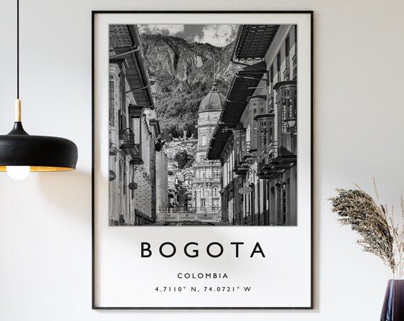 Bogota Travel Poster, Black and White Travel Art